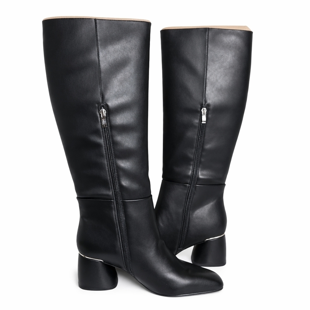 DKNY Black Knee High Boots Women’s Size 9.5 Block Heel Zip Tall Boots MSRP $185